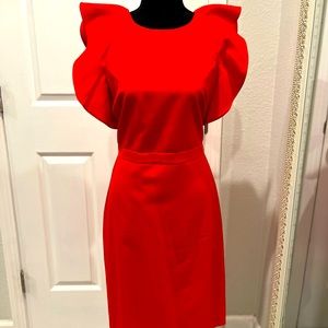 JCREW- poppy colored sleeveless dress size 6